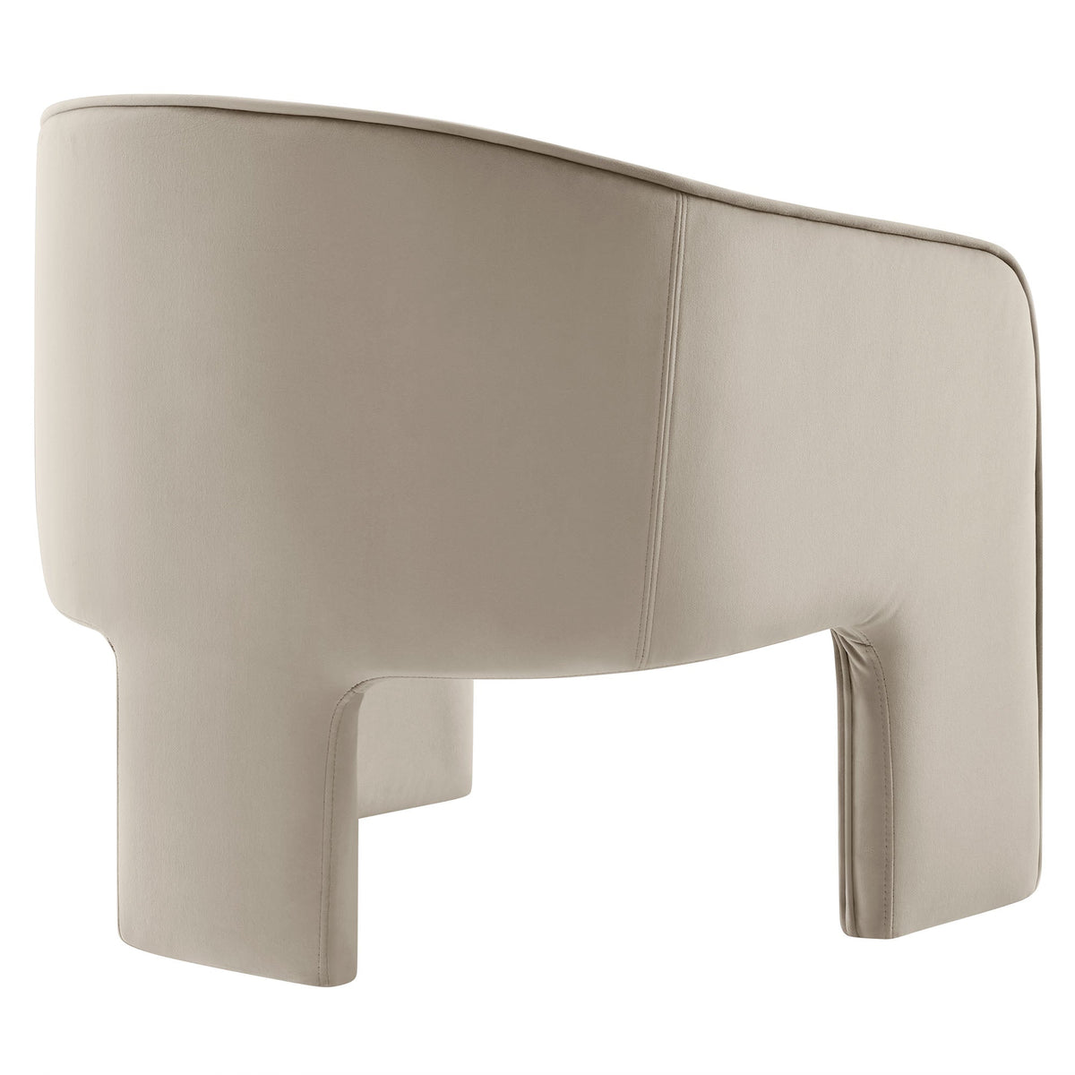 Greer velvet upholstered accent armchair beige with curved back and seam details on Tampa Home & Garden Store