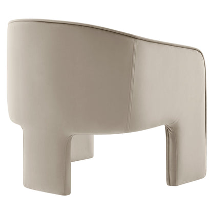 Greer velvet upholstered accent armchair beige with curved back and seam details on Tampa Home & Garden Store