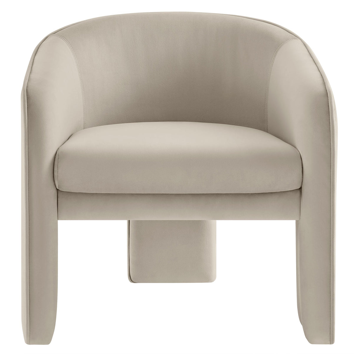 Greer performance velvet upholstered accent armchair beige cream, curved backrest on Tampa Home & Garden Store