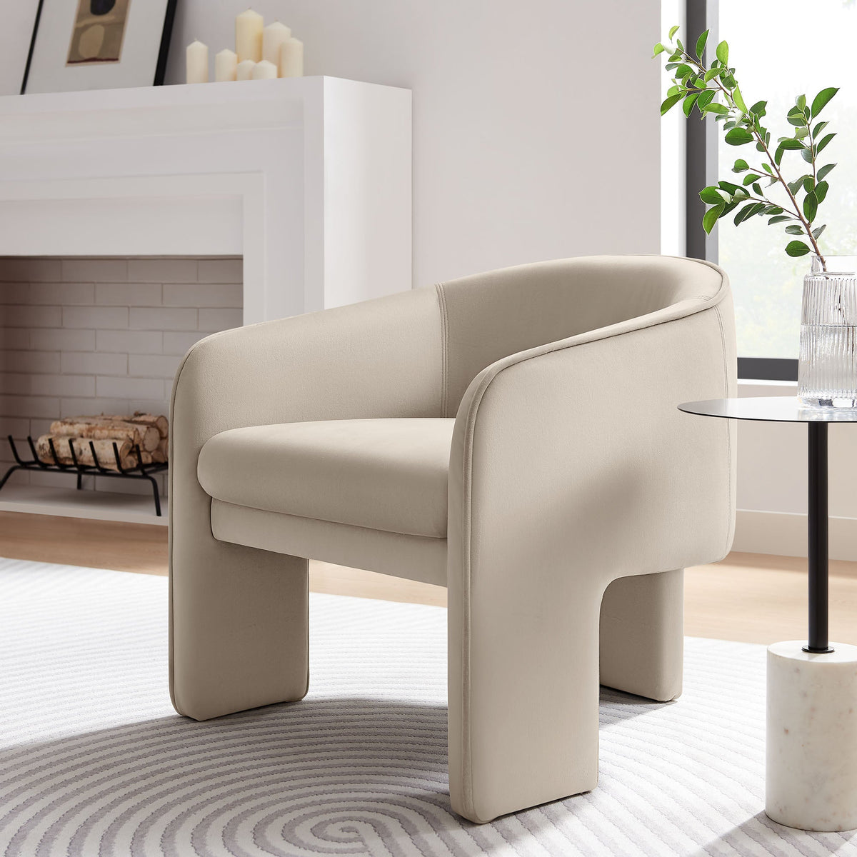 Greer Performance Velvet Upholstered Accent Armchair beige velvet by Modway on Tampa Home & Garden Store