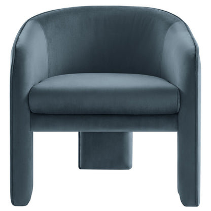 Greer Velvet Upholstered Accent Armchair by Modway, deep blue velvet, curved back on Tampa Home & Garden Store