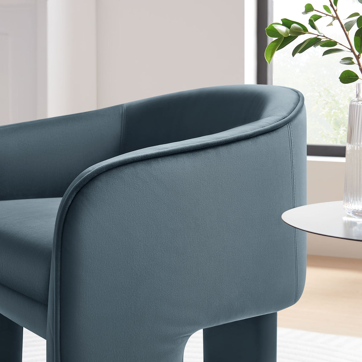 Greer performance velvet upholstered accent armchair teal blue with curved arms by Modway on Tampa Home & Garden Store