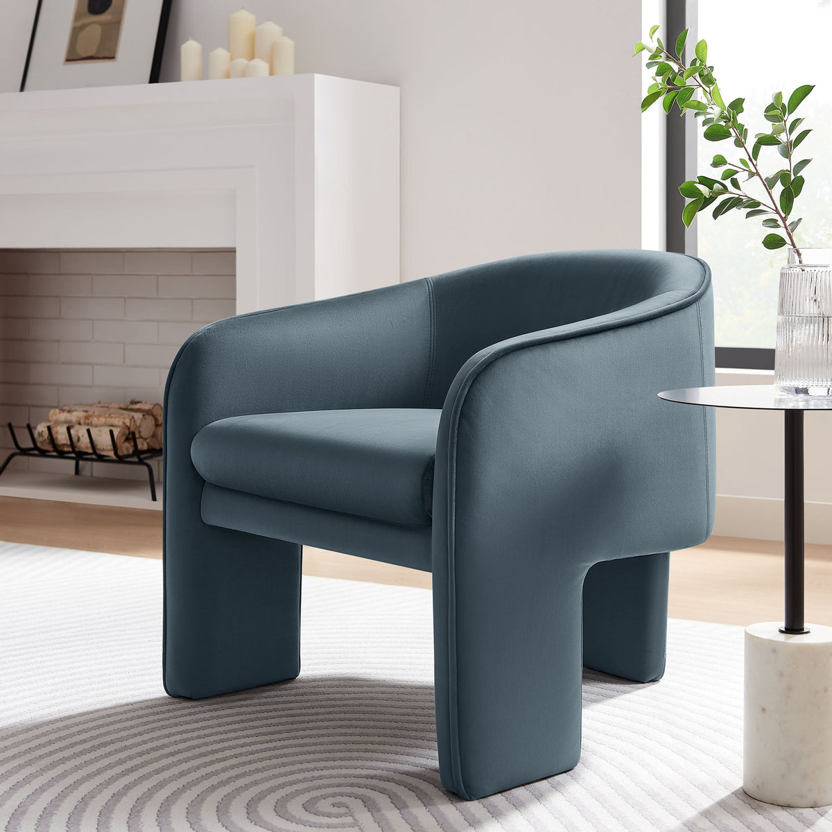 Greer Performance Velvet Upholstered Accent Armchairs in blue velvet by Modway on Tampa Home & Garden Store