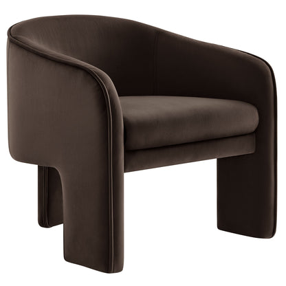 Greer Performance Velvet Upholstered Accent Armchair brown velvet upholstery on Tampa Home & Garden Store