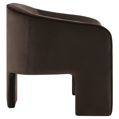 Greer Performance Velvet Upholstered Accent Armchair dark brown velvet with curved back on Tampa Home & Garden Store