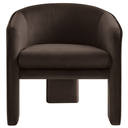 Greer velvet upholstered accent armchair with curved back and dark brown fabric on Tampa Home & Garden Store