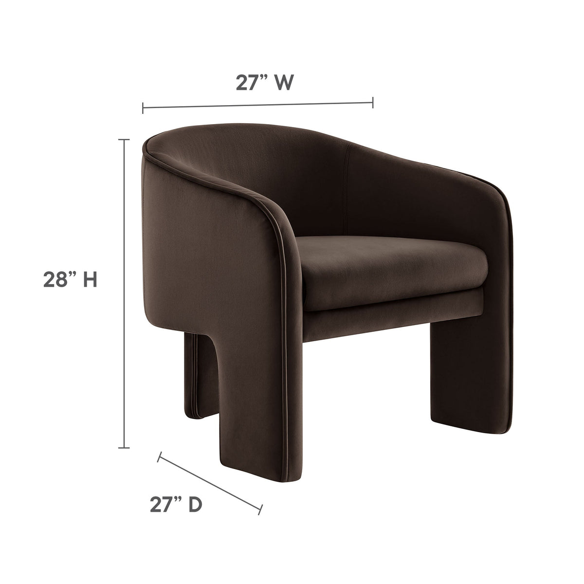Greer Performance Velvet Upholstered Accent Armchair by Modway in rich brown velvet on Tampa Home & Garden Store
