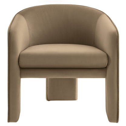 Greer Velvet Upholstered Accent Armchair taupe beige, curved arms by HouseOfZazla on Tampa Home & Garden Store