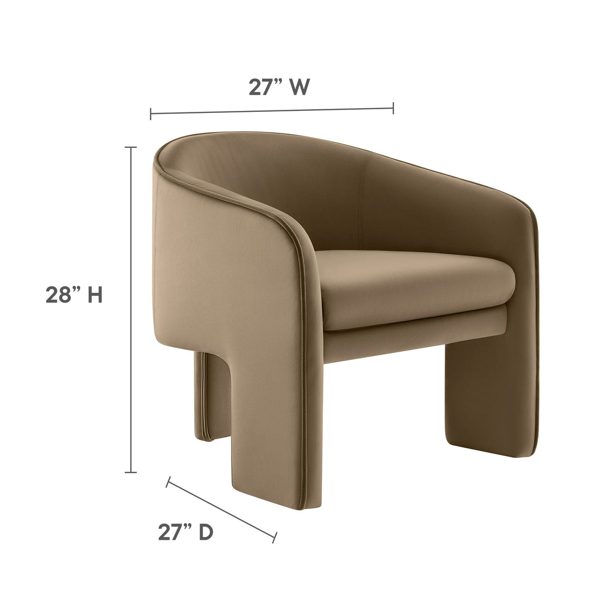 Greer velvet upholstered accent armchair in tan by Modway on Tampa Home & Garden Store