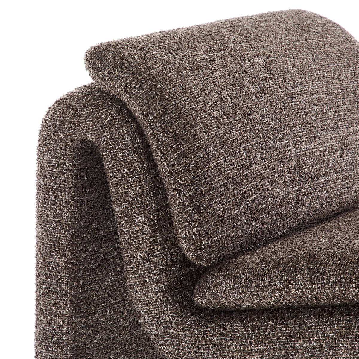 Lume bouclé upholstered armless accent chair by Modway brown fabric close-up on Tampa Home & Garden Store