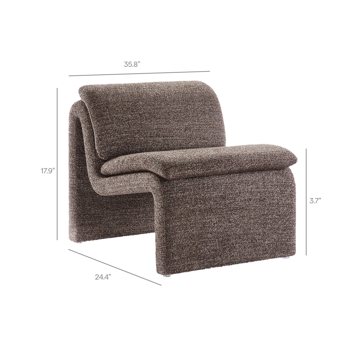 Lume Boucle Upholstered Armless Accent Chair in brown textured boucle fabric by HouseOfZazla on Tampa Home & Garden Store