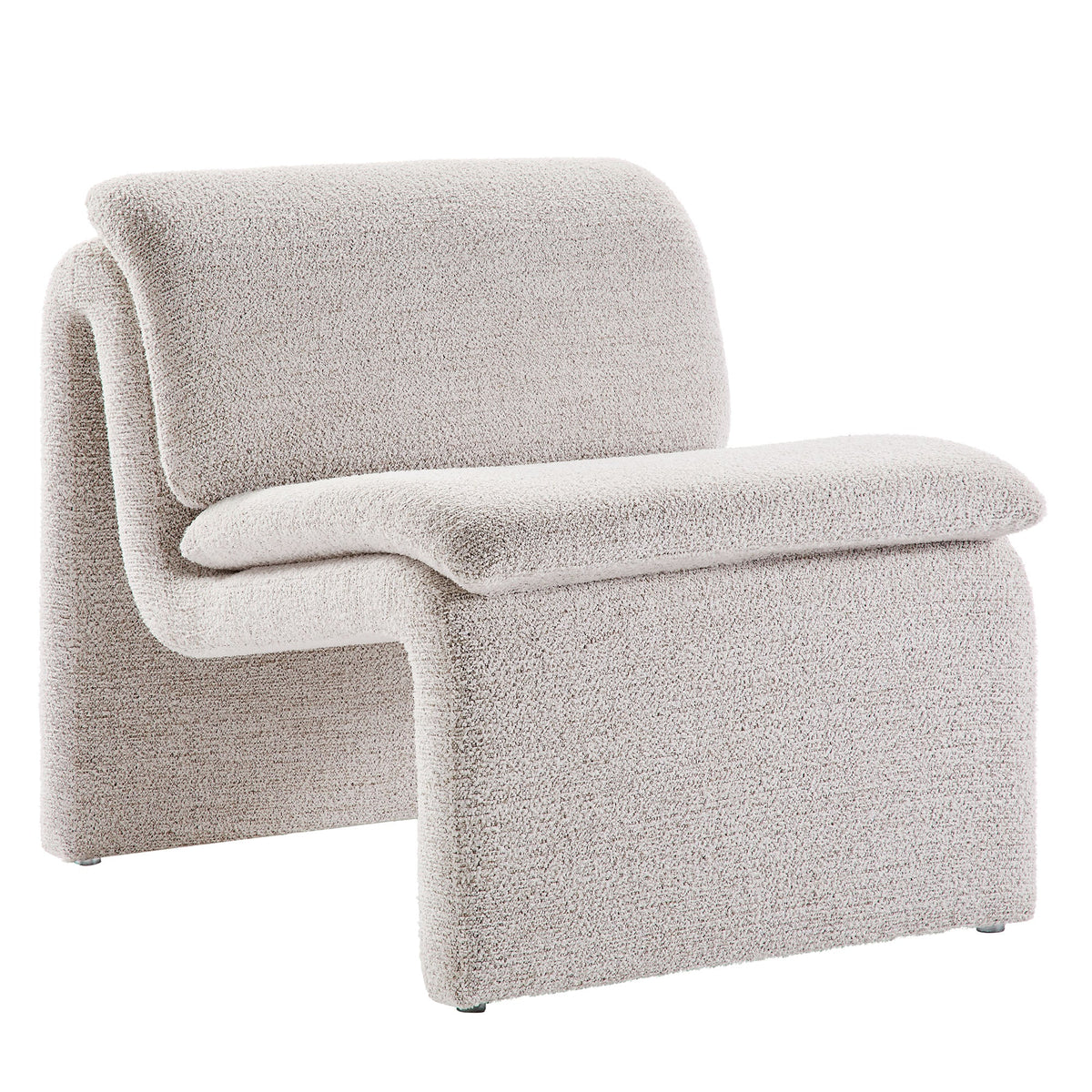 Pair of Lume Boucle Upholstered Armless Accent Chairs in beige boucle fabric by HouseOfZazla on Tampa Home & Garden Store