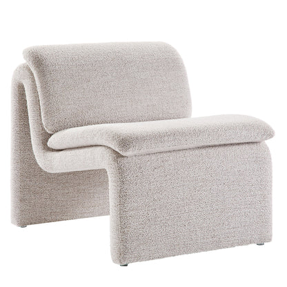 Pair of Lume Boucle Upholstered Armless Accent Chairs in beige boucle fabric by HouseOfZazla on Tampa Home & Garden Store