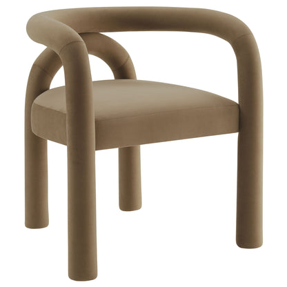 Astrid Performance Velvet Dining Chair by Modway in tan velvet with curved arms on Tampa Home & Garden Store