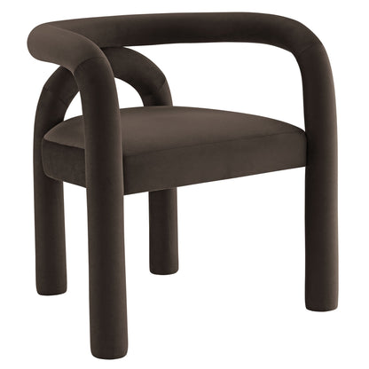 Astrid Performance Velvet Dining Chair dark brown velvet with curved loop arms 1 chair on Tampa Home & Garden Store