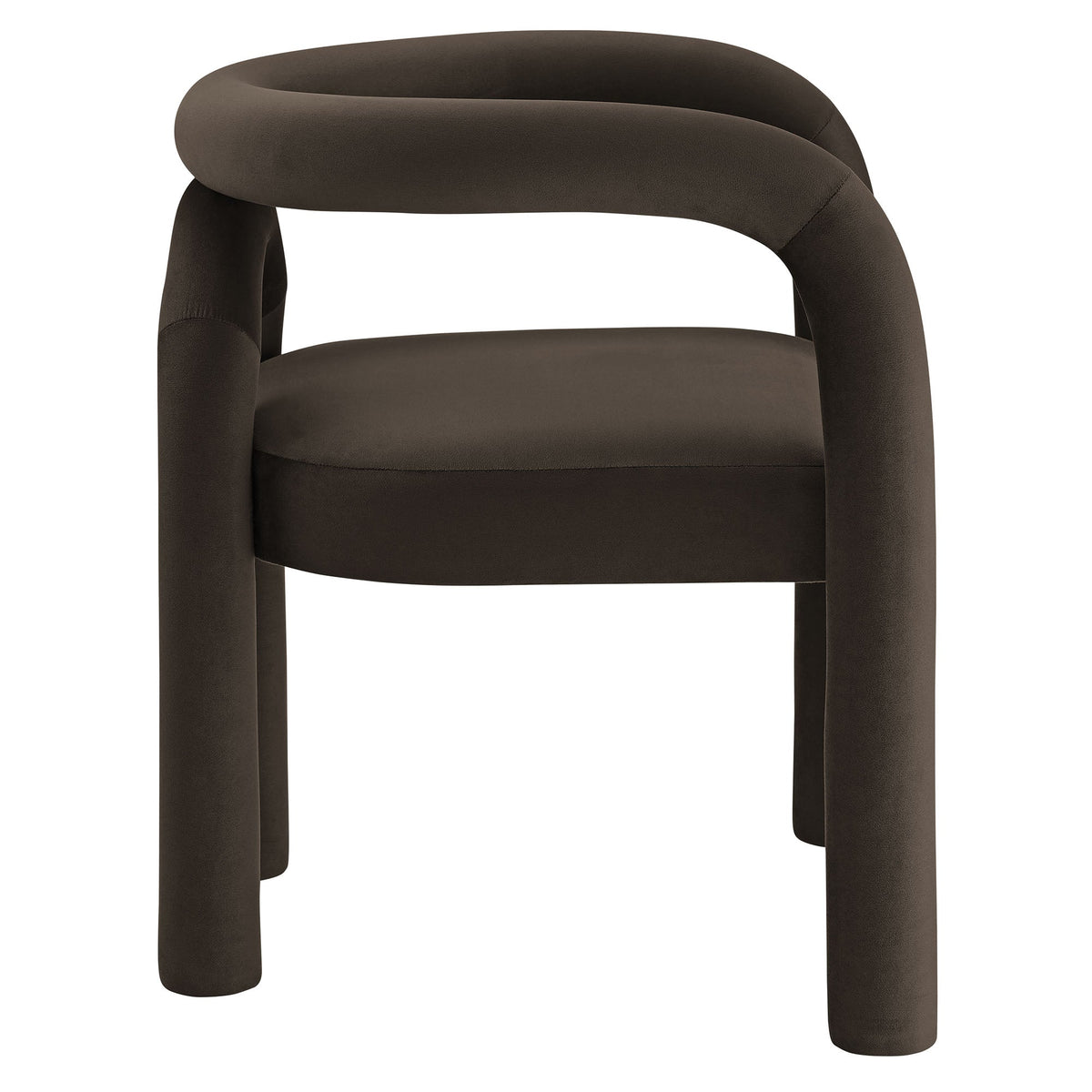 Astrid Performance Velvet Dining Chair by Modway, brown velvet upholstery with curved arms on Tampa Home & Garden Store