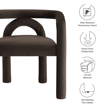Astrid Performance Velvet Dining Chair Modway dark brown upholstery with curved backrest on Tampa Home & Garden Store