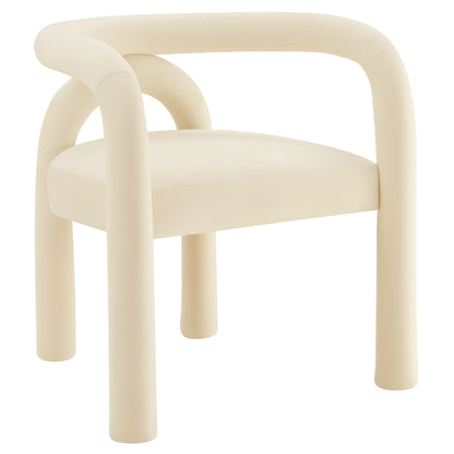 Astrid Performance Velvet Dining Chair cream velvet with curved arms on Tampa Home & Garden Store