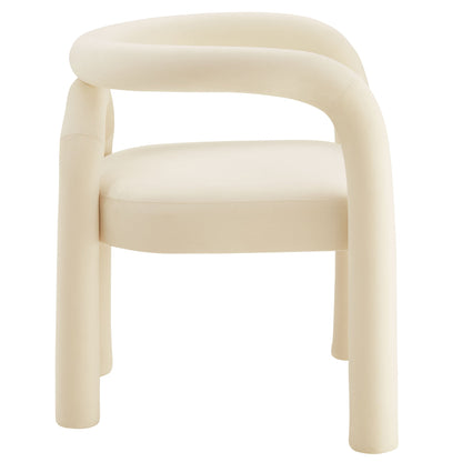 Astrid Performance Velvet Dining Chair cream velvet with rounded arms and curved back on Tampa Home & Garden Store