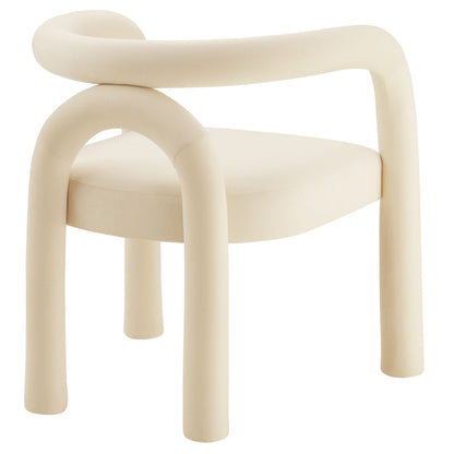 Astrid Performance Velvet Dining Chair by Modway, cream velvet with curved loop arms on Tampa Home & Garden Store