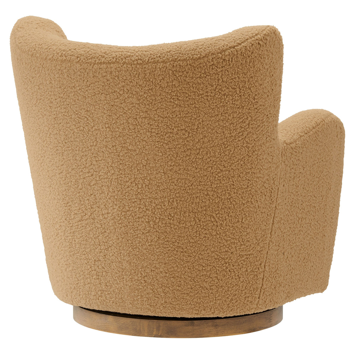 Montrose Wingback Sherpa Swivel Accent Chair tan sherpa upholstery with wood base HouseOfZazla on Tampa Home & Garden Store