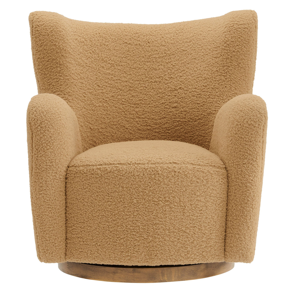 Montrose Wingback Sherpa Swivel Accent Chair tan with wood base on Tampa Home & Garden Store
