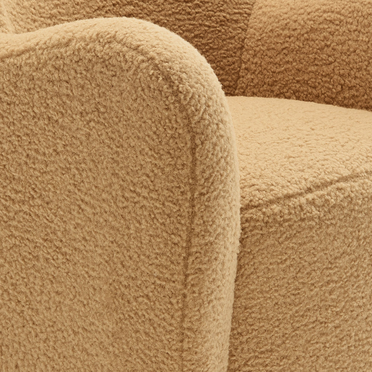 Montrose Wingback Sherpa Swivel Accent Chair beige sherpa fabric close-up on Tampa Home & Garden Store