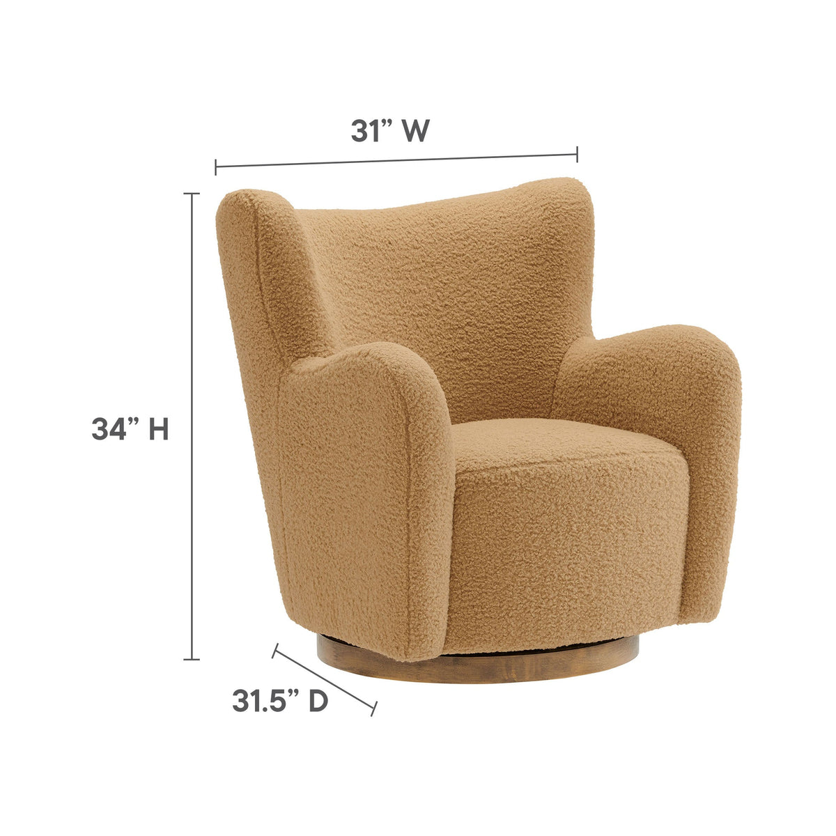 Montrose Wingback Sherpa Swivel Accent Chair in tan sherpa upholstery by HouseOfZazla on Tampa Home & Garden Store