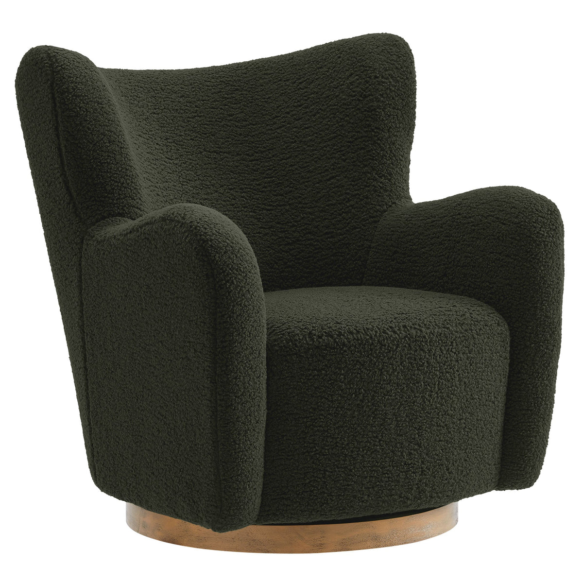 Montrose Wingback Sherpa Swivel Accent Chair by Modway in dark sherpa with round wood base on Tampa Home & Garden Store