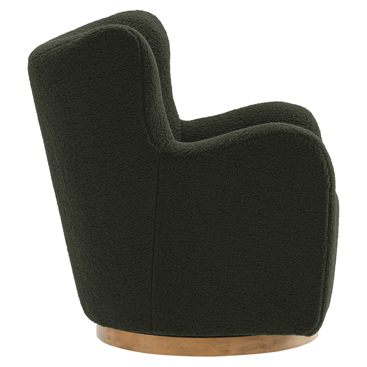 Montrose Wingback Sherpa Swivel Accent Chair by Modway in dark olive boucle with wood base on Tampa Home & Garden Store