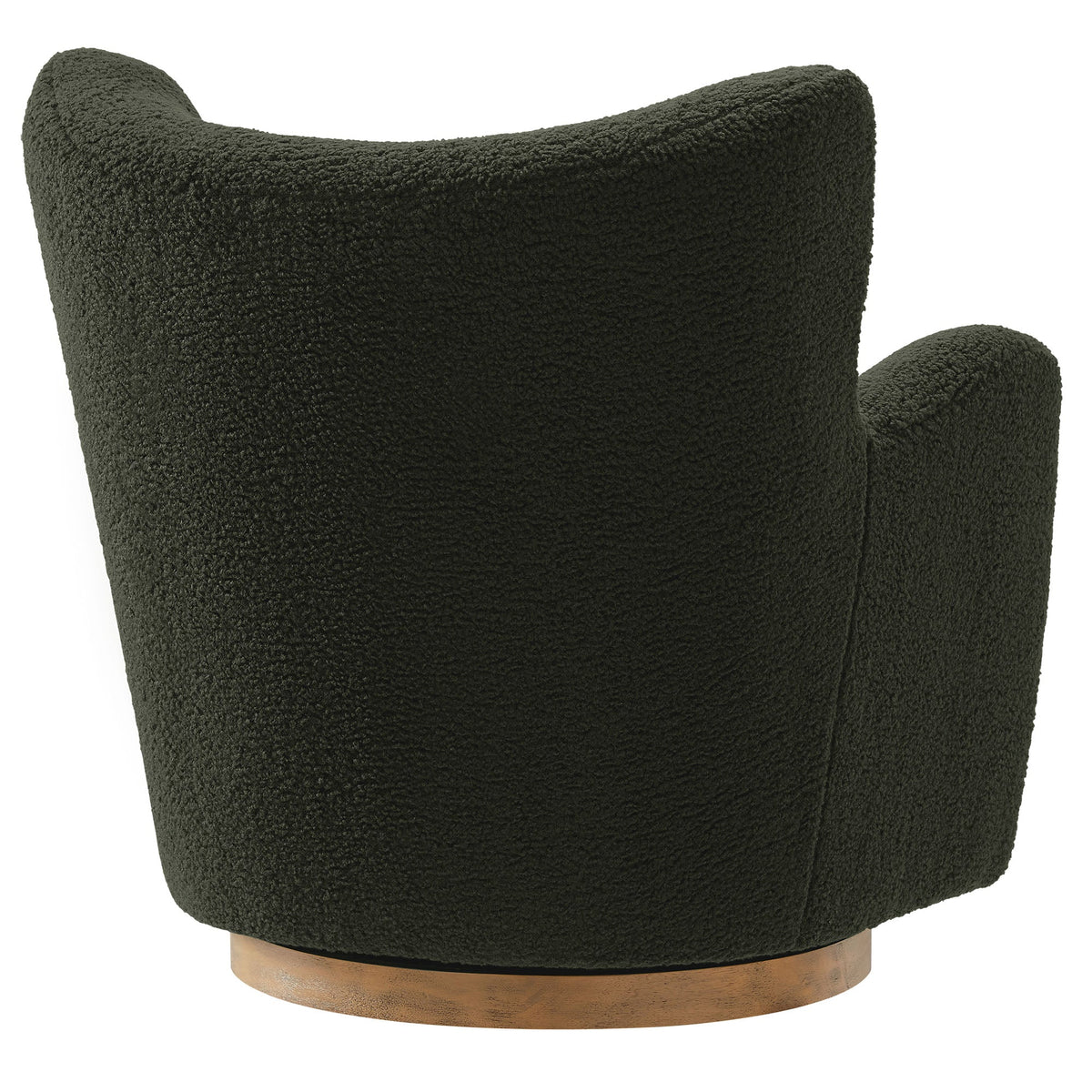 Montrose Wingback Sherpa Swivel Accent Chair black Sherpa upholstery with round wood base on Tampa Home & Garden Store
