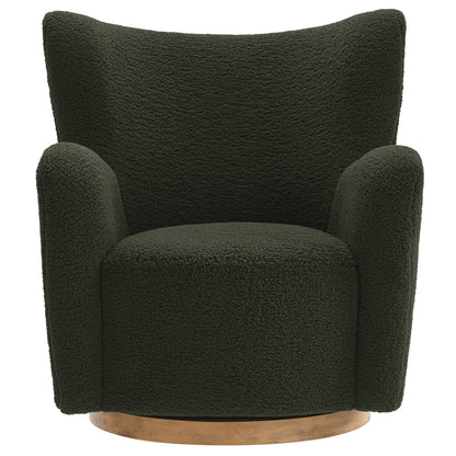 Montrose Wingback Sherpa Swivel Chair with black upholstery and wood base by Modway on Tampa Home & Garden Store