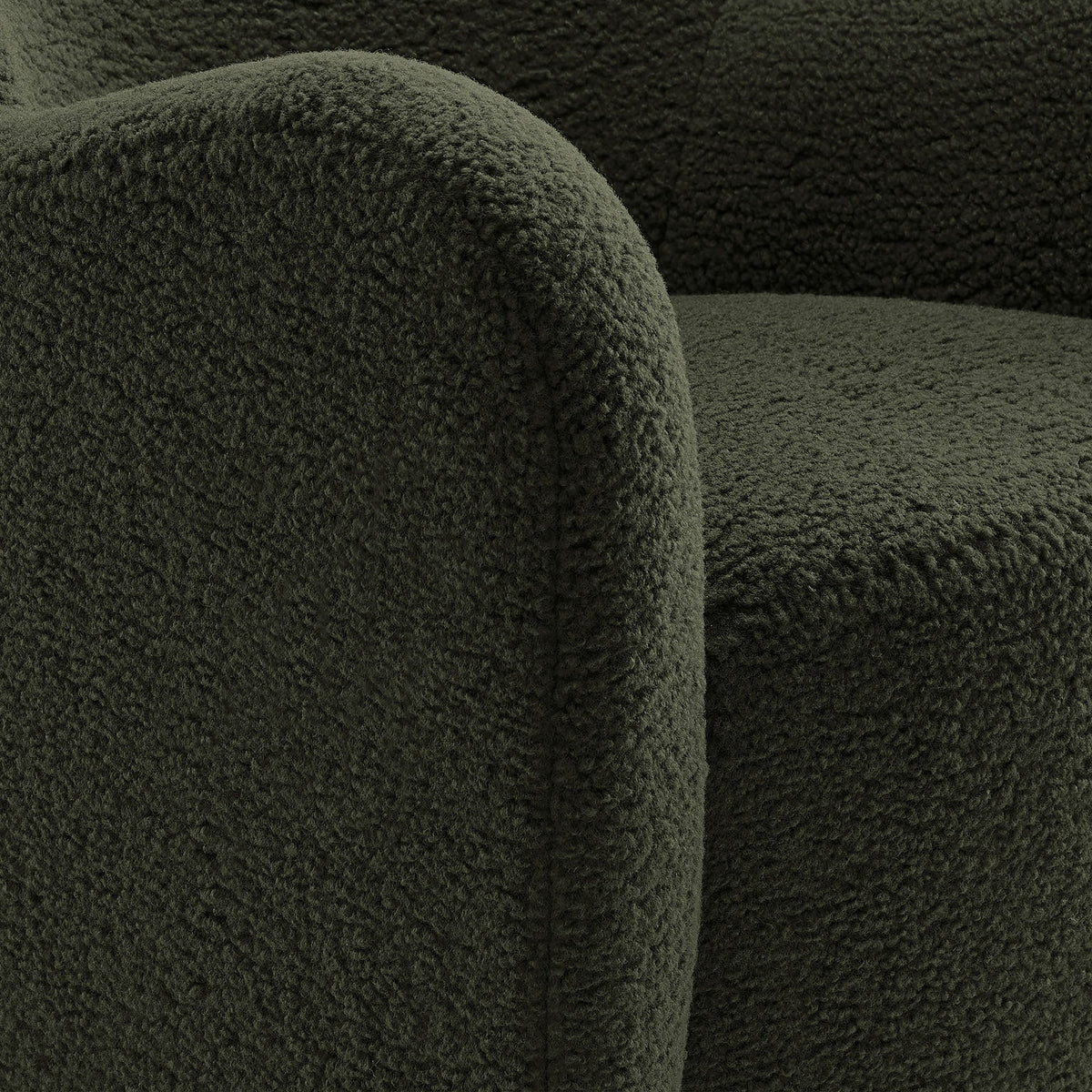 Montrose Wingback Swivel Accent Chair fabric close-up in dark green Sherpa upholstery on Tampa Home & Garden Store