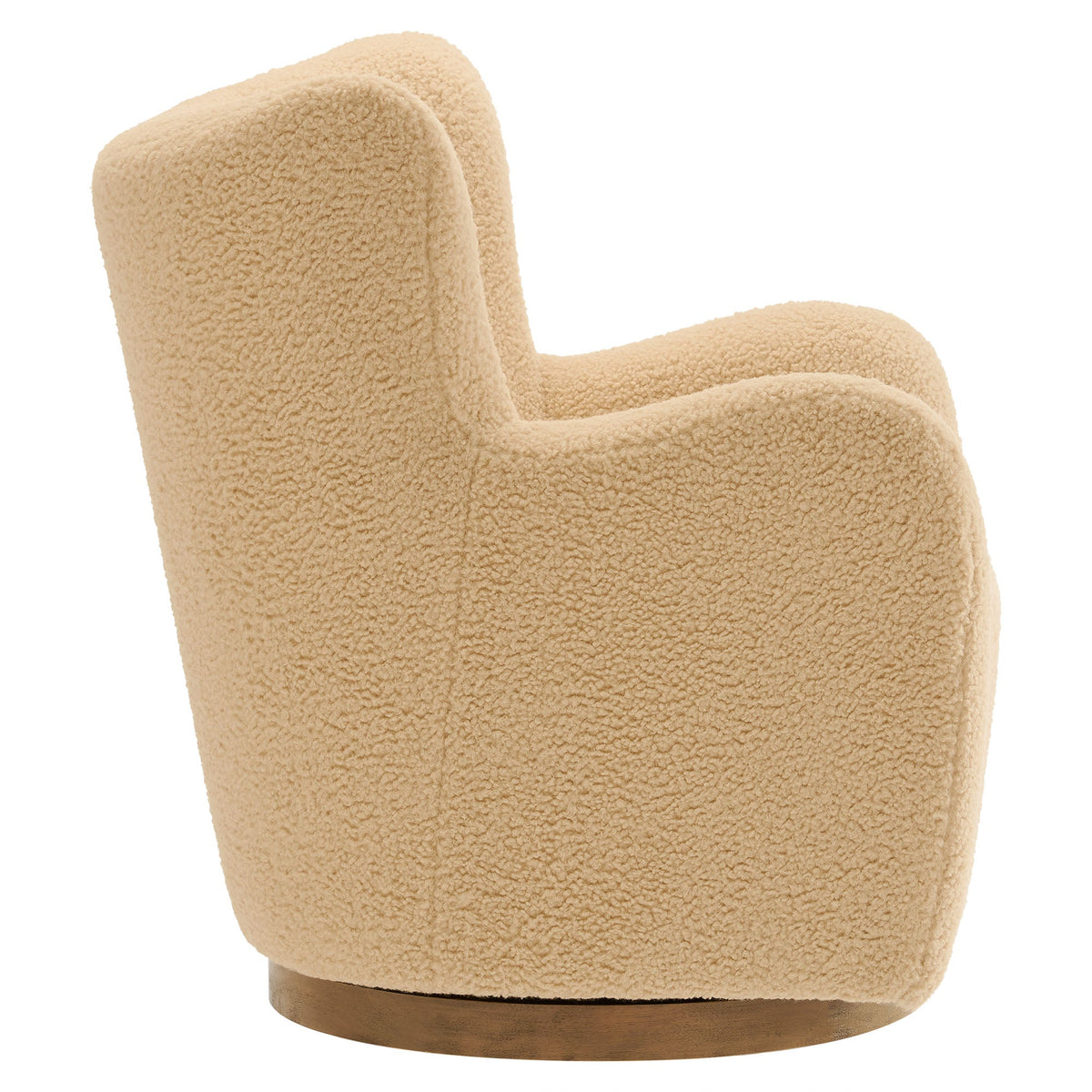 Montrose Wingback Sherpa Swivel Accent Chair beige sherpa fabric with wooden base on Tampa Home & Garden Store