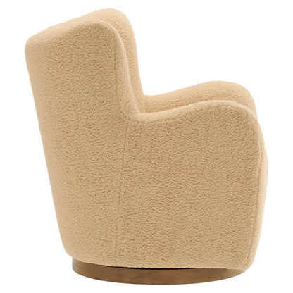 Montrose Wingback Sherpa Swivel Accent Chair beige sherpa fabric with wooden base on Tampa Home & Garden Store