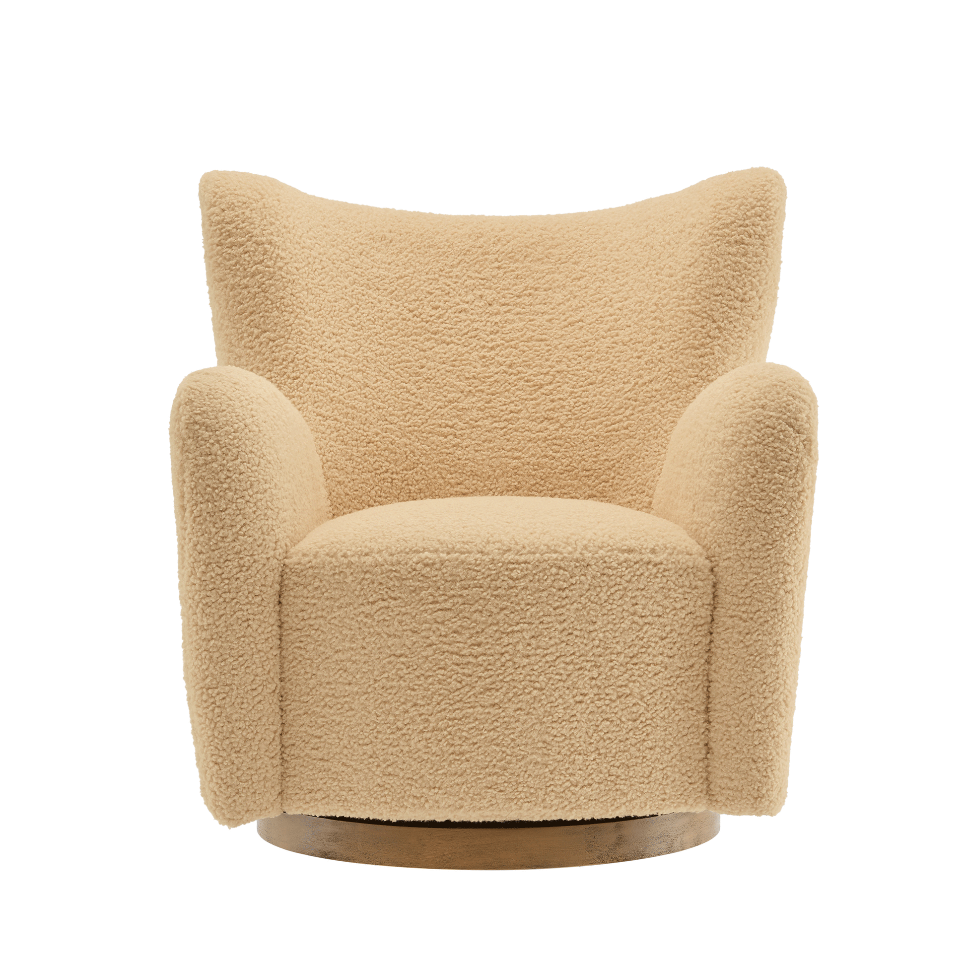 Montrose Wingback Sherpa Swivel Chair beige sherpa fabric with wood base Modway on Tampa Home & Garden Store