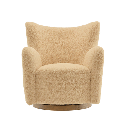 Montrose Wingback Sherpa Swivel Chair beige sherpa fabric with wood base Modway on Tampa Home & Garden Store