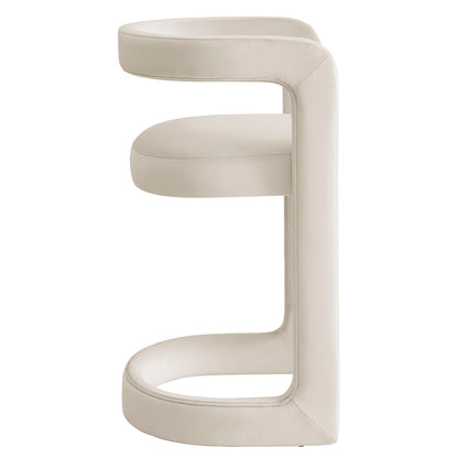 Winslow Performance Velvet Counter Stool by Modway in beige cream velvet with a curved wraparound back on Tampa Home & Garden Store