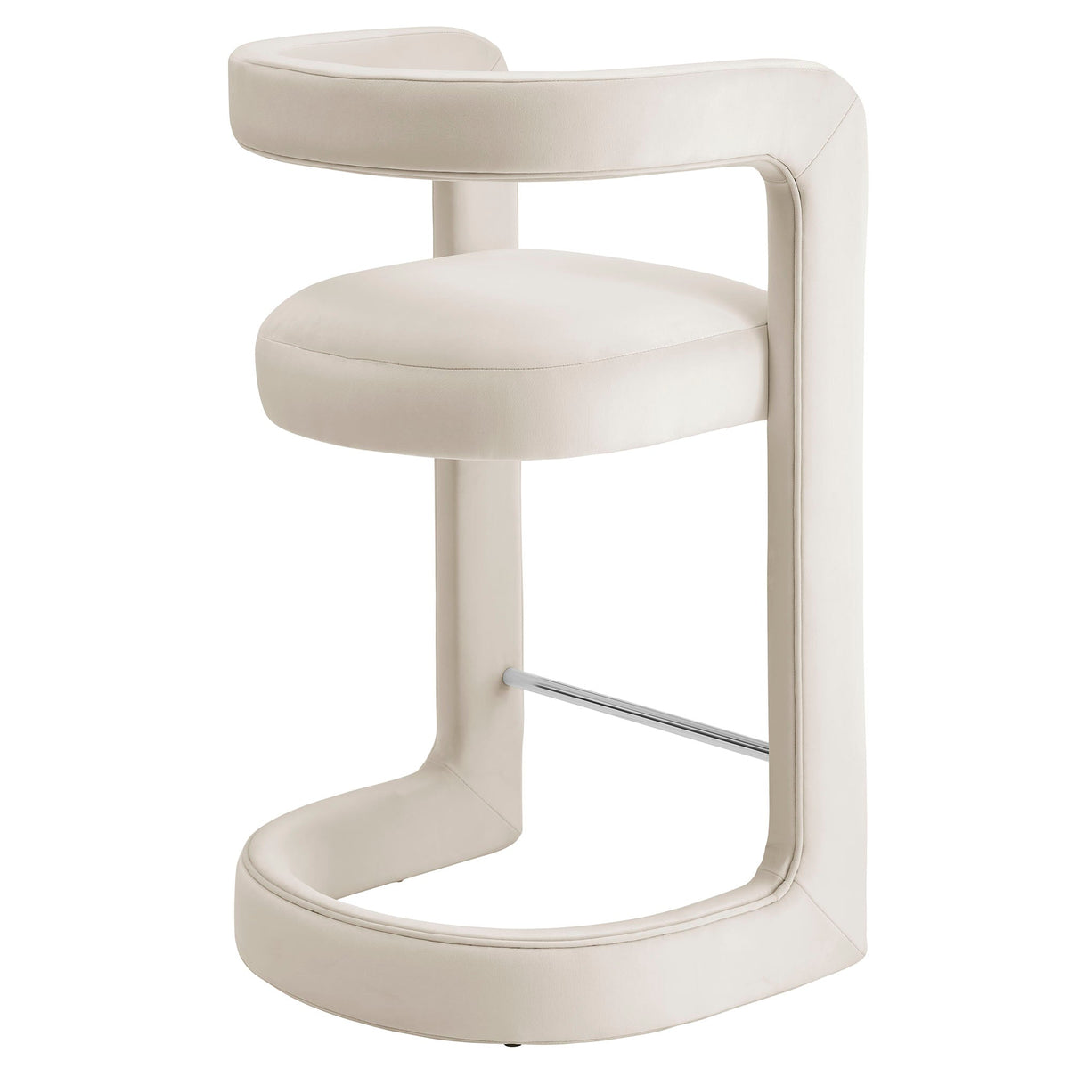 Winslow Performance Velvet Counter Stool ivory upholstery with curved back and chrome footrest by Modway on Tampa Home & Garden Store