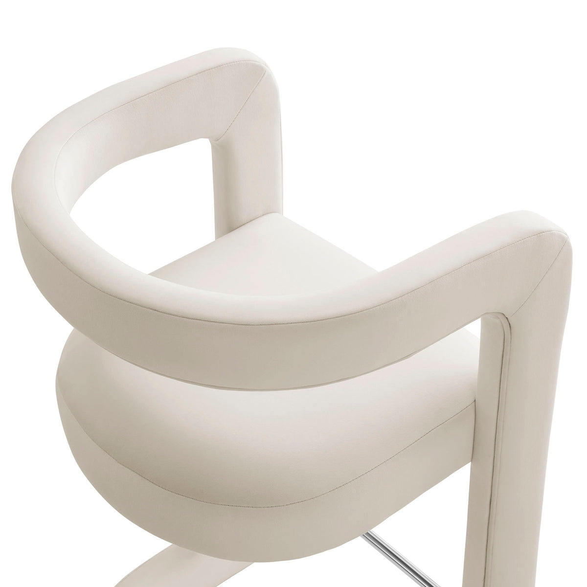 Winslow Performance Velvet Counter Stool ivory curved loop-back with chrome legs on Tampa Home & Garden Store
