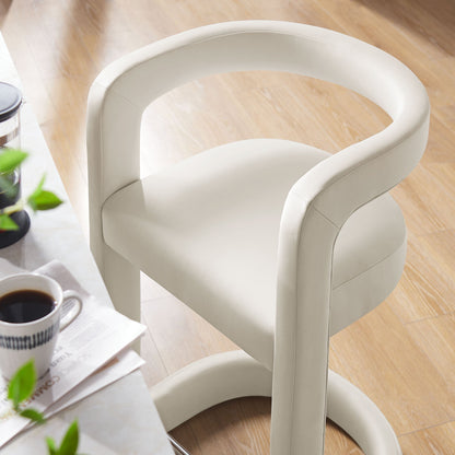 Winslow Performance Velvet Counter Stool by Modway in white velvet with curved ring back on Tampa Home & Garden Store