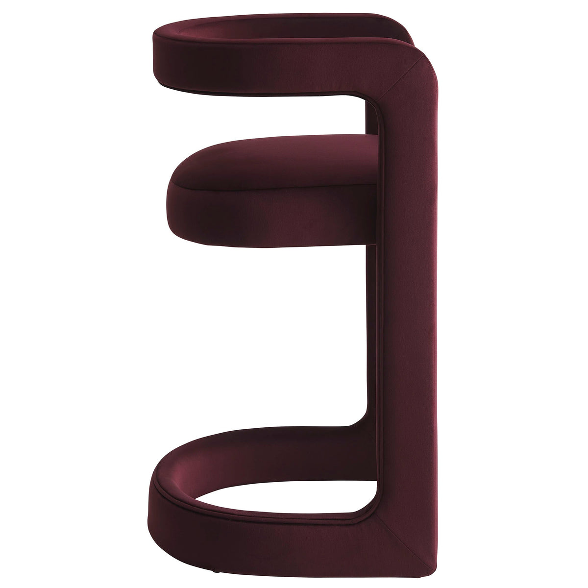 Winslow Performance Velvet Counter Stool burgundy with curved back and integrated armrest by Modway on Tampa Home & Garden Store
