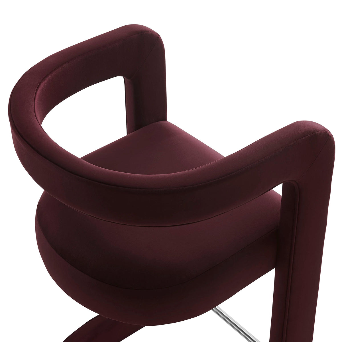 Winslow Velvet Counter Stool by Modway, burgundy velvet with curved back and chrome legs on Tampa Home & Garden Store