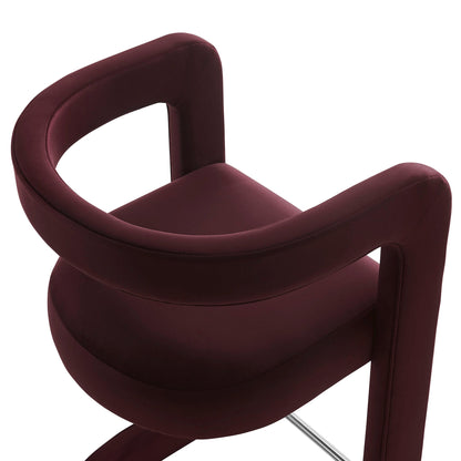 Winslow Velvet Counter Stool by Modway, burgundy velvet with curved back and chrome legs on Tampa Home & Garden Store
