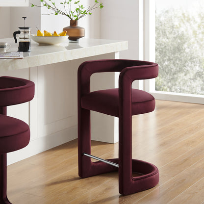 Winslow Counter Stool, burgundy velvet, chrome footrest, 2pcs on Tampa Home & Garden Store