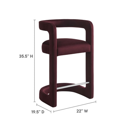 Winslow Velvet Counter Stool wine with chrome footrest on Tampa Home & Garden Store