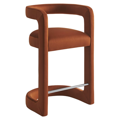 Winslow Performance Velvet Counter Stool burnt orange velvet curved back arms HouseOfZazla on Tampa Home & Garden Store
