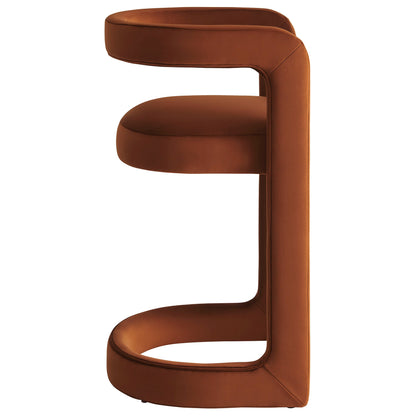Winslow Performance Velvet Counter Stool by Modway, rust velvet, curved backrest on Tampa Home & Garden Store