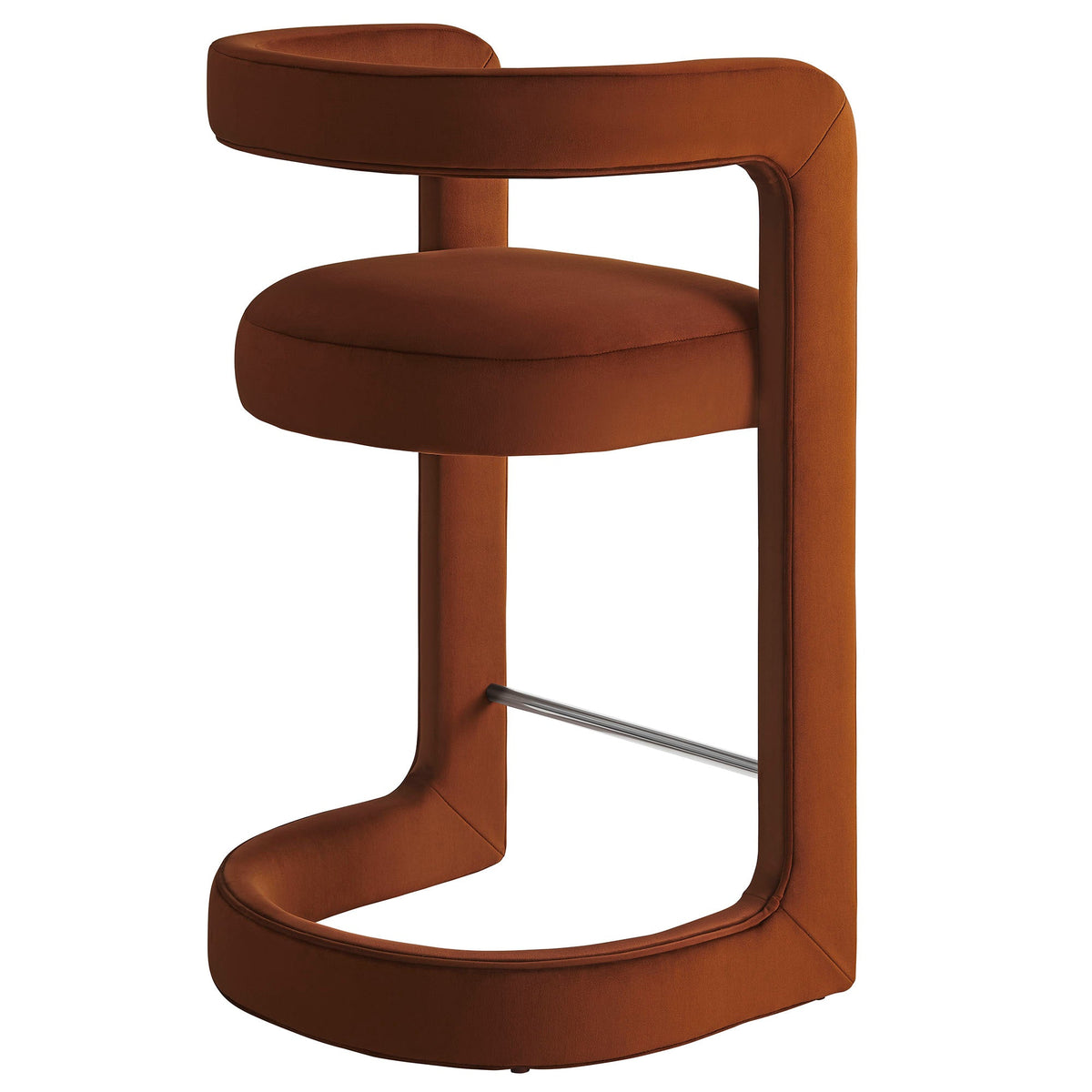 Winslow Performance Velvet Counter Stool by Modway, burnt orange velvet, curved back on Tampa Home & Garden Store