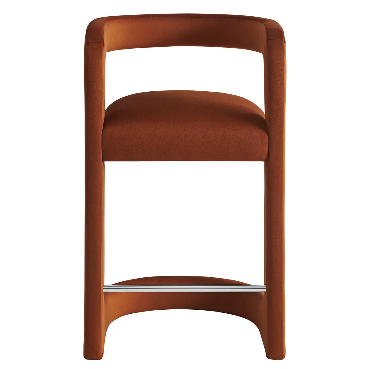 Winslow Performance Velvet Counter Stool by Modway rust orange velvet with chrome footrest on Tampa Home & Garden Store